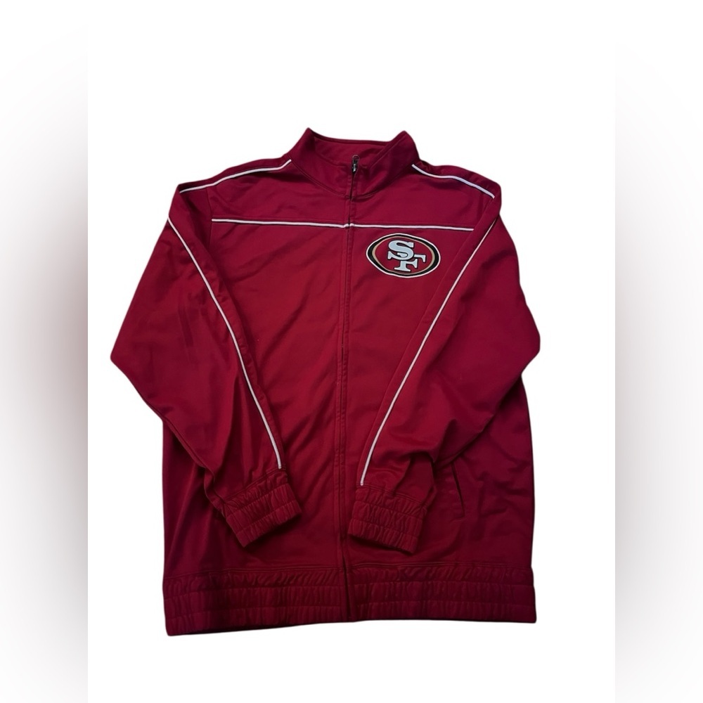 San Francisco 49ers Track Jacket by Majestic - Red Color Jacket - NFL Licensed